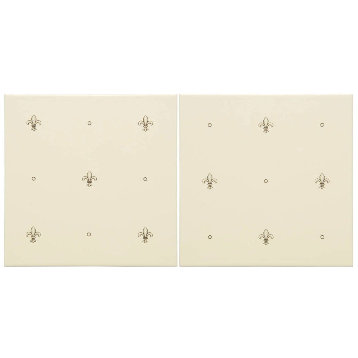 Original Style Fabergé Fleur de Lis Charcoal Grey on County White 2-tile Set