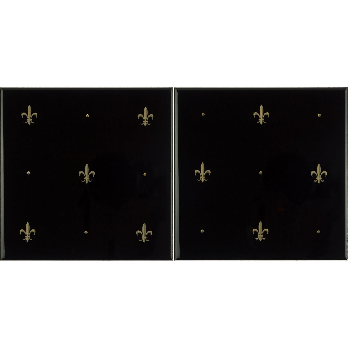 Original Style Fleur de Lis Gold on Jet Black 2-tile Set