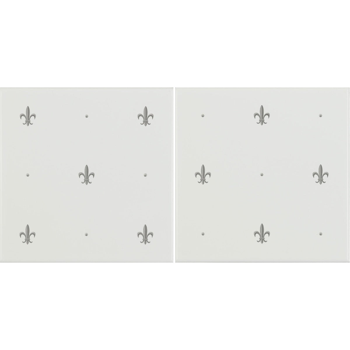 Original Style Fleur de Lis Platinum on Brilliant White 2-tile Set