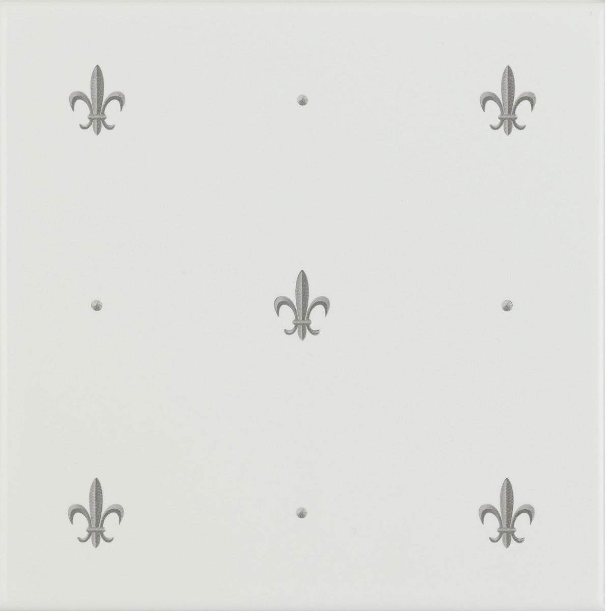 Original Style Fleur de Lis Platinum on Brilliant White (tile 1)