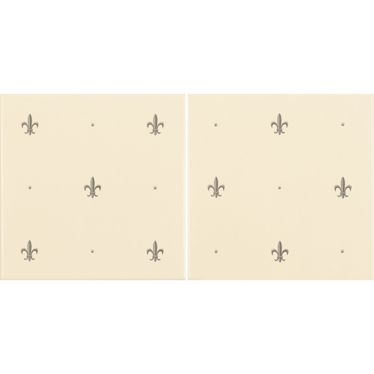 Original Style Fleur de Lis Platinum on County White 2-tile Set