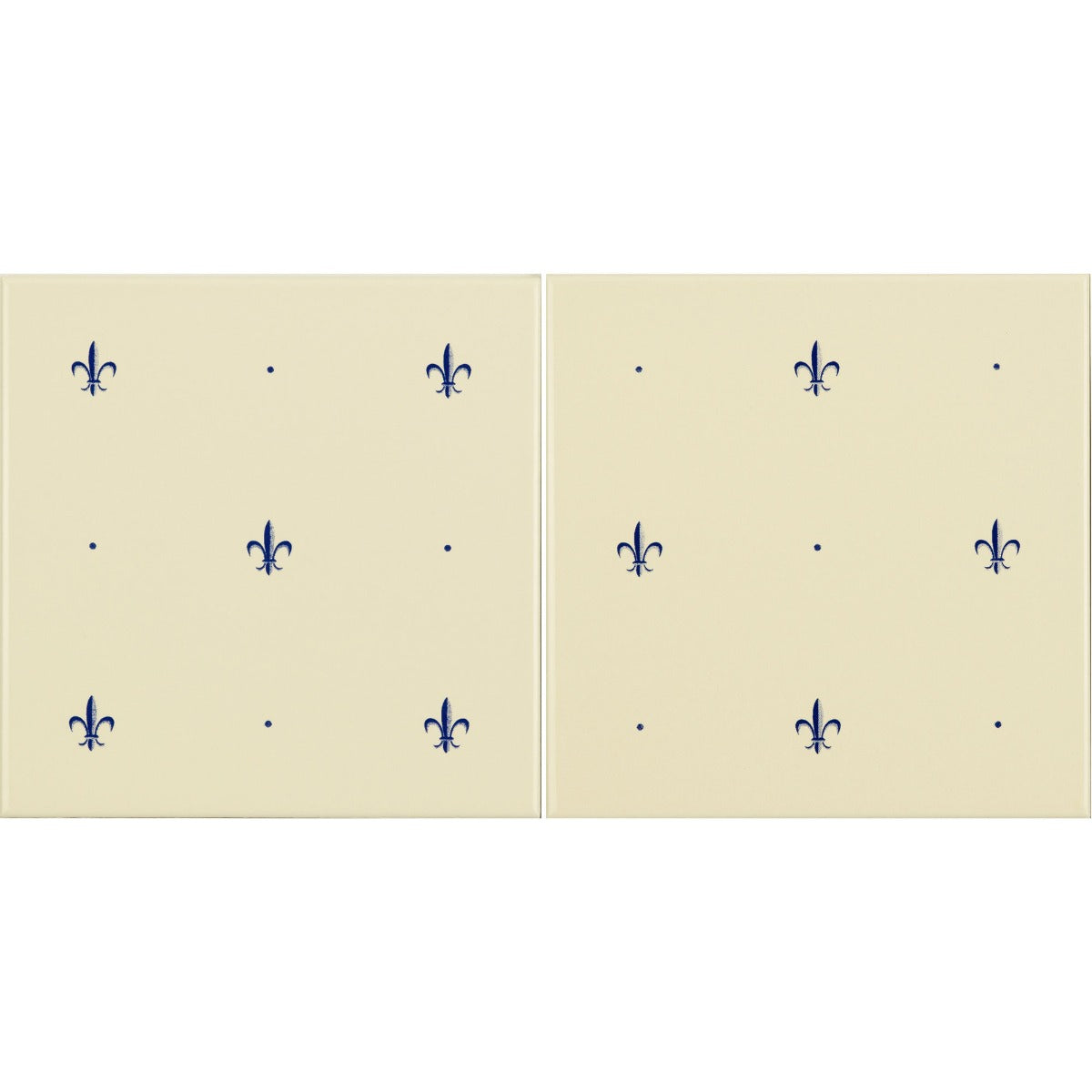 Original Style Fleur de Lis Royal Blue on County White 2-tile Set