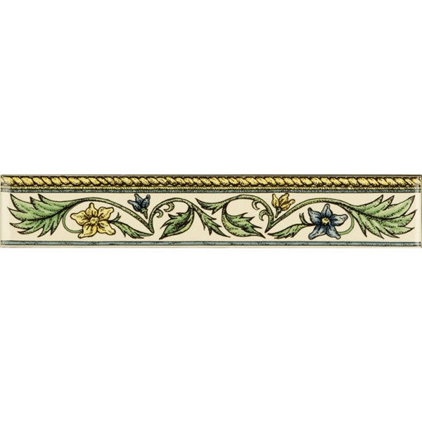 Original Style Floral Rope Blue & Yellow Border Tile