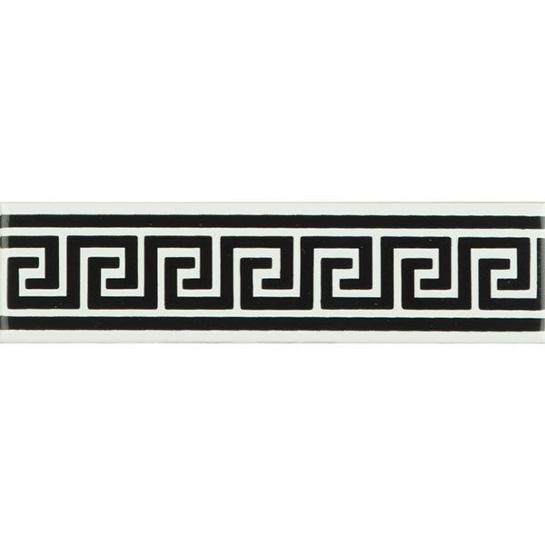 Original Style Greek Key Jet Black Border Tile