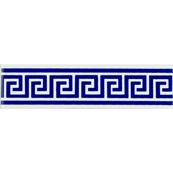 Original Style Greek Key Royal Blue Border Tile