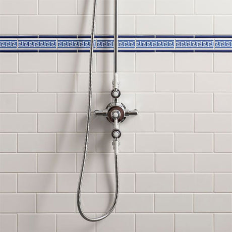 Original Style Greek Key Royal Blue Border Tile