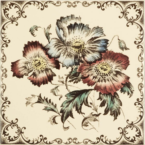 Original Style Poppies Scroll Single Decor Tile