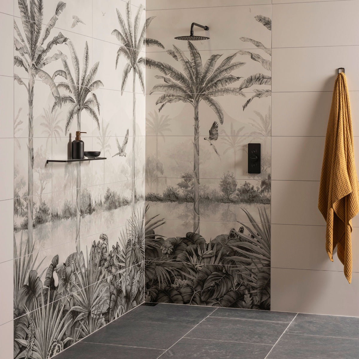 Original Style Tropical Oasis Monochrome Mural (all panels)