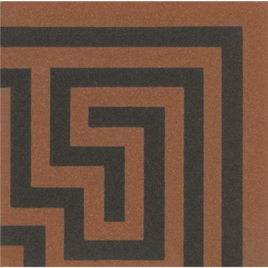 Original Style Greek Key Corner Motif Black on Red