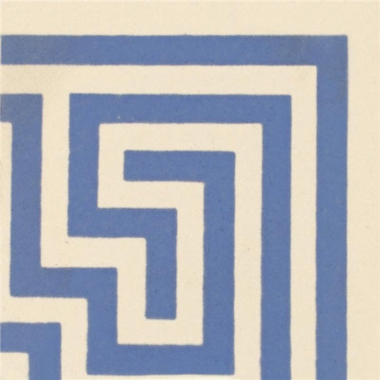 Original Style Greek Key Corner Motif Blue on White