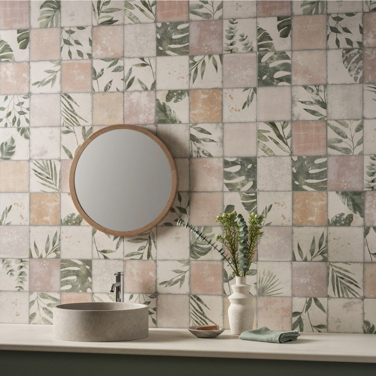 Original Style Patchwork Botanical Rose Tiles