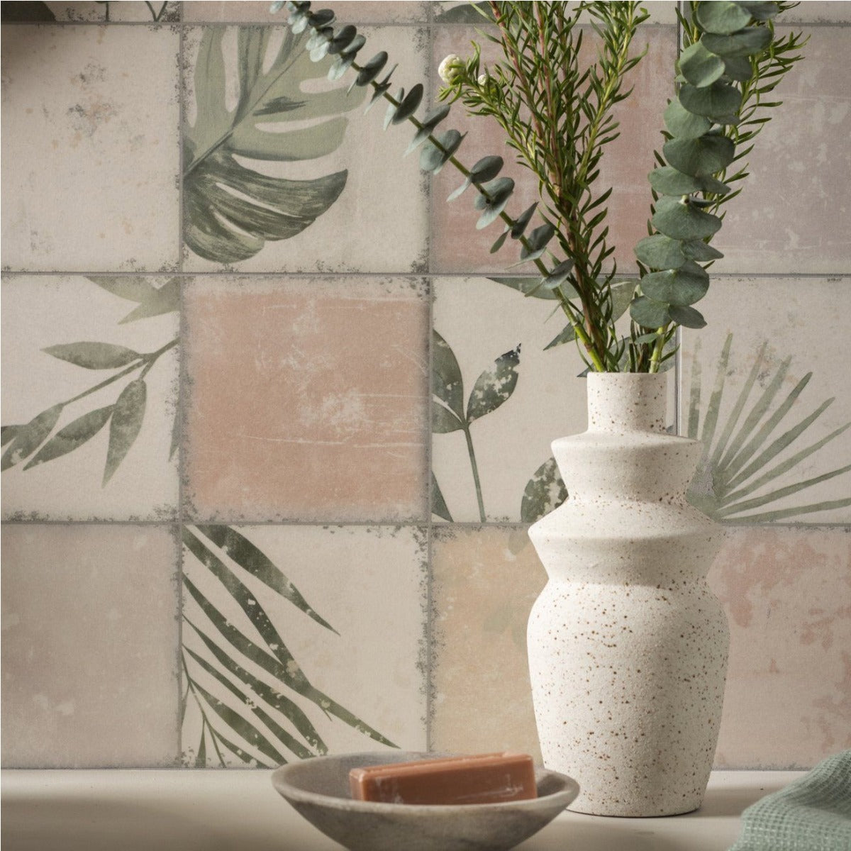 Original Style Patchwork Botanical Rose Tiles