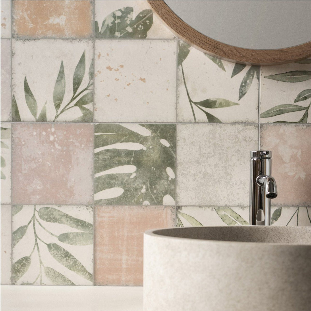 Original Style Patchwork Botanical Rose Tiles