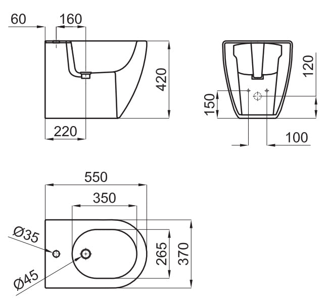 Porcelanosa Arquitect Floor Standing Bidet