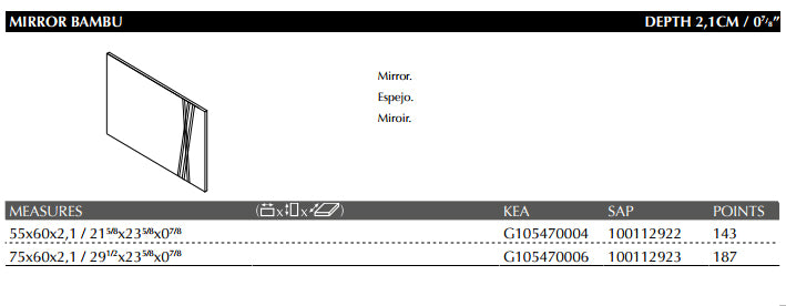 Porcelanosa Bambu Mirrors