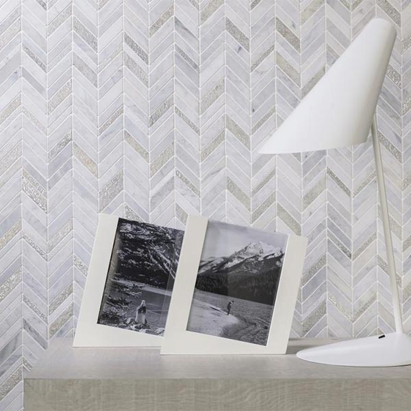 Porcelanosa Constellation Chevron White Mosaic 25.2 x 30.4cm