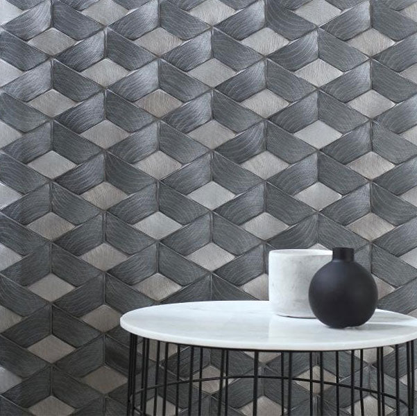 Porcelanosa Gravity Aluminium Braid Metal Titanium Mosaics