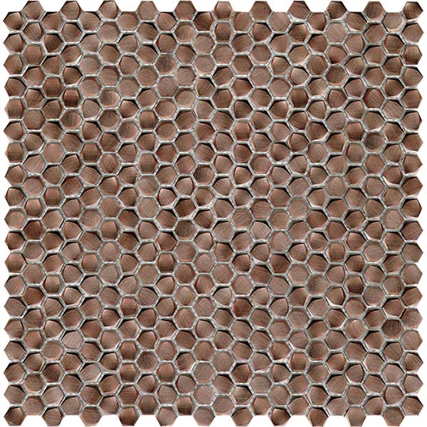Porcelanosa Gravity Aluminium Hexagon Copper Mosaic 30.4 x 30.7cm