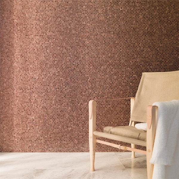 Porcelanosa Gravity Aluminium Hexagon Copper Mosaic Tiles