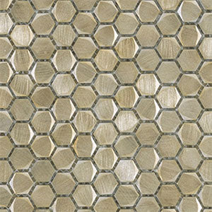 Porcelanosa Gravity Aluminium Hexagon Gold Mosaic (detail)