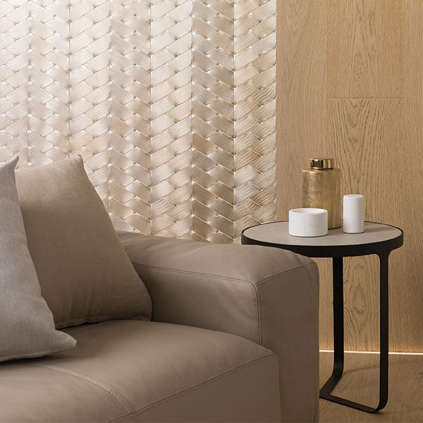 Porcelanosa Gravity Aluminium Trace Gold Mosaics