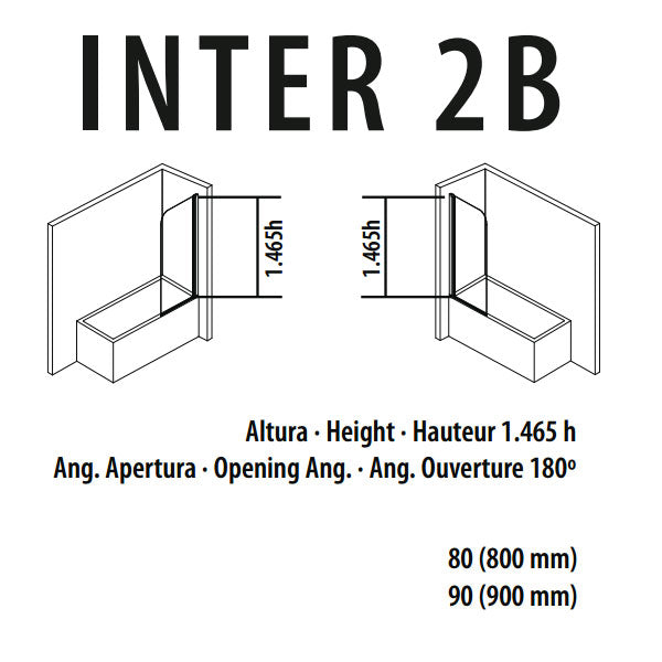 Porcelanosa Inter 2B Hinged Shower Screen