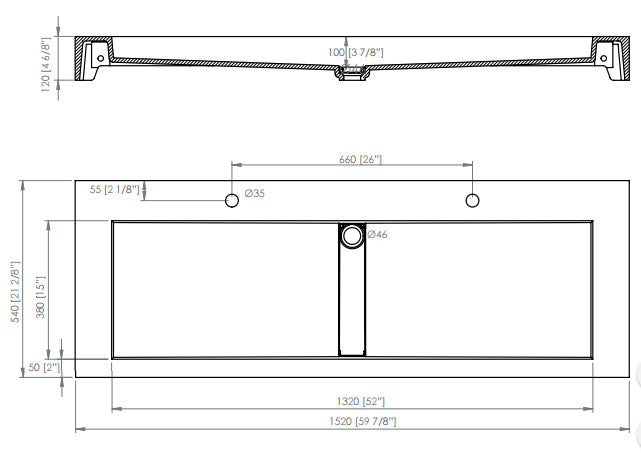Porcelanosa Ras Krion Wall Hung Washbasin