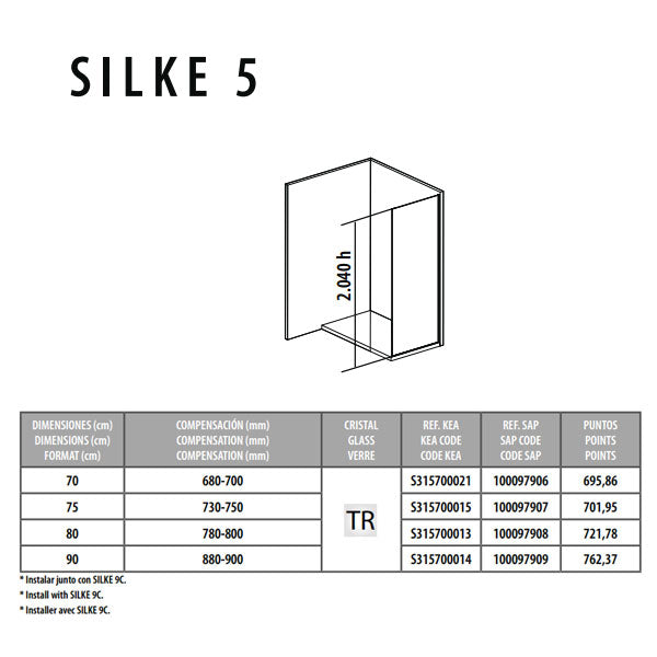 Porcelanosa Silke 5 80 Walk-In Shower Panel