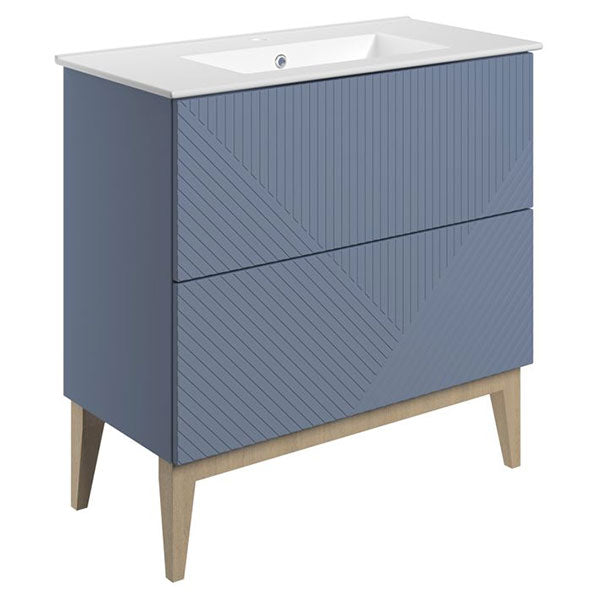 Tabo Bergamo Matt Smoke Blue Floor Standing 2 Drawer Basin Unit & Basin 815mm