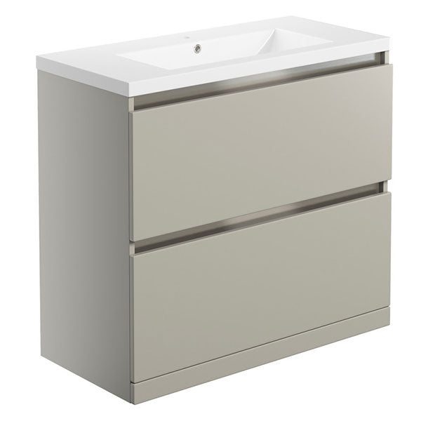 Tabo Delfina Matt Latte Floor Standing 2 Drawer Basin Unit & Basin 815mm