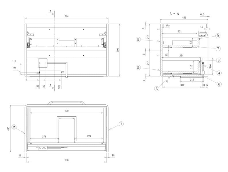 Tabo Florence White Gloss Wall Hung 2 Drawer Basin Unit & Basin with integrated lighting 810mm