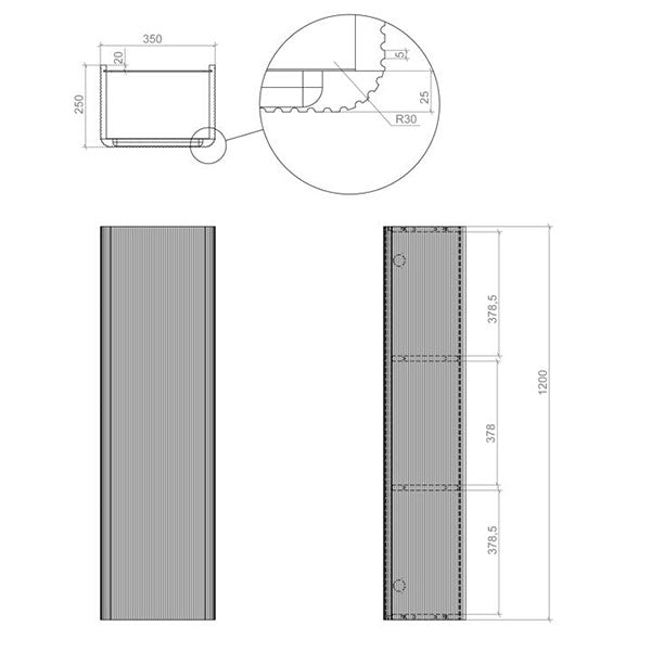 Tabo Qubi Wall Hung 1 Door Tall Unit 350mm