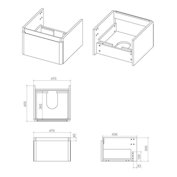 Tabo Qubi Wall Hung 1 Drawer Basin Unit & Basin 500mm