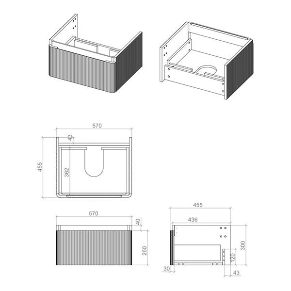 Tabo Havana Wall Hung 1 Drawer Basin Unit & Basin 605mm