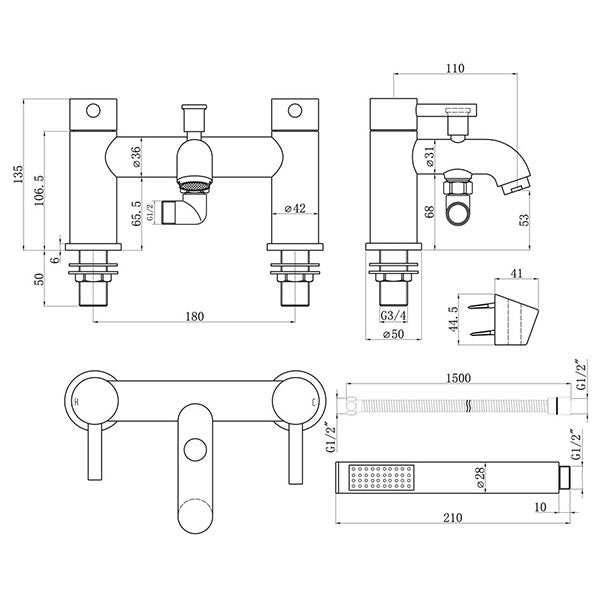 Tabo Hero Brushed Bronze Bath Shower Mixer Tap