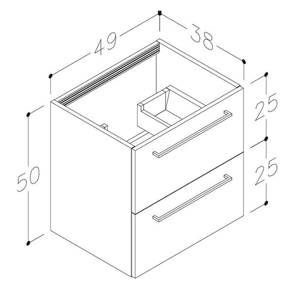 Tabo Modena White Gloss Wall Hung 2 Drawer Basin Unit & Basin 510mm