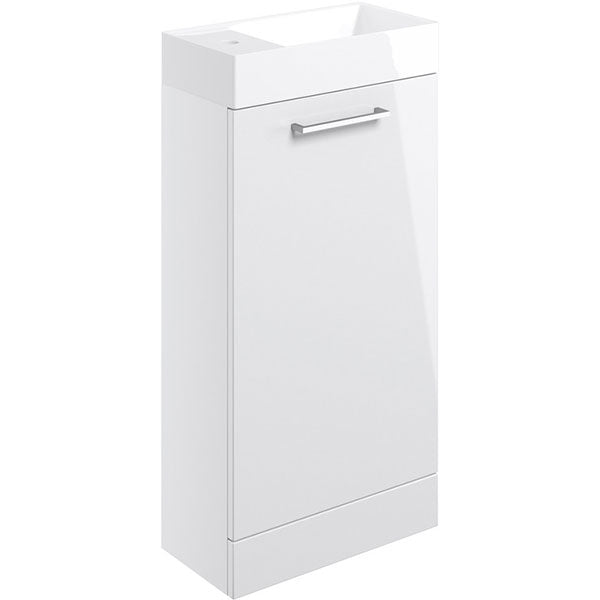 Tabo Modena White Gloss Floor Standing 1 Door Basin Unit & Basin 410mm