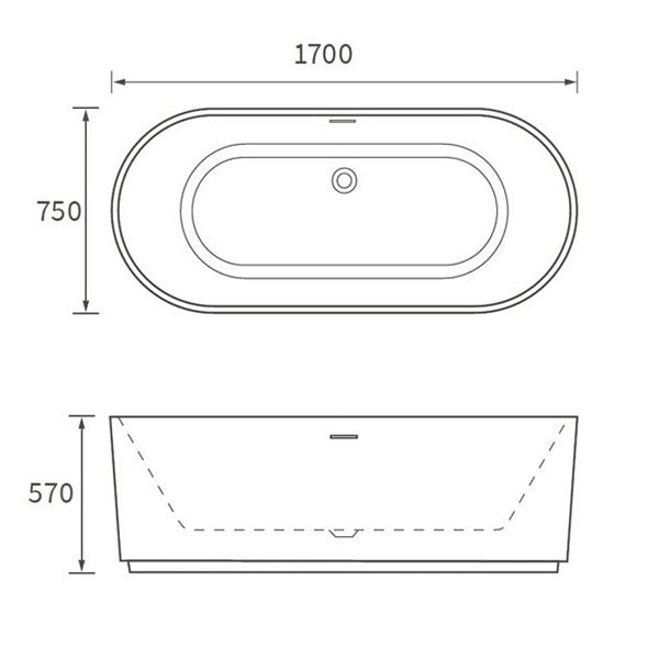 Tabo Neve Fluted Freestanding Bath 1700 x 750 x 570mm