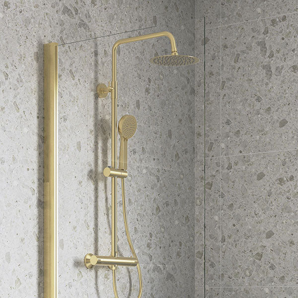 Tabo Single Straight Brushed Brass Bath Screen