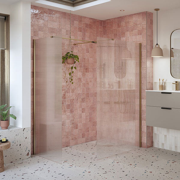 Tabo Splash Fresco wetroom with side panel in Brushed Bronze