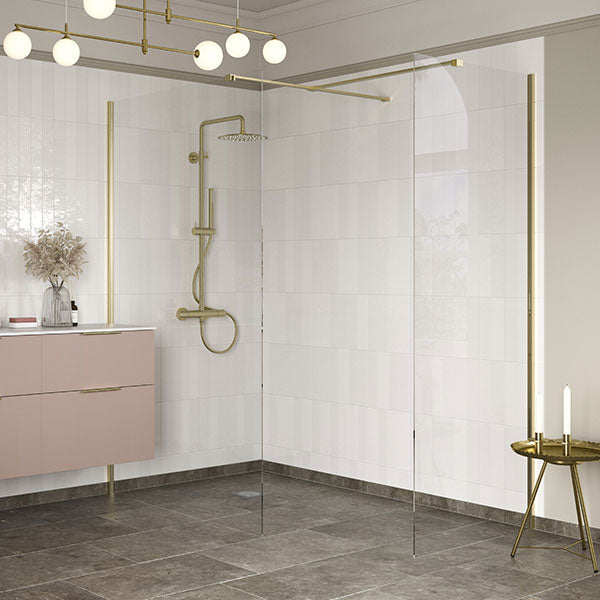 Splash Fresco Optional Wetroom Side Panel Brass (with wetroom panel)