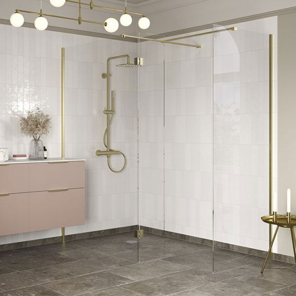 Tabo Splash Fresco Wetroom Panel Brushed Brass (with additional splash panel and side panels)