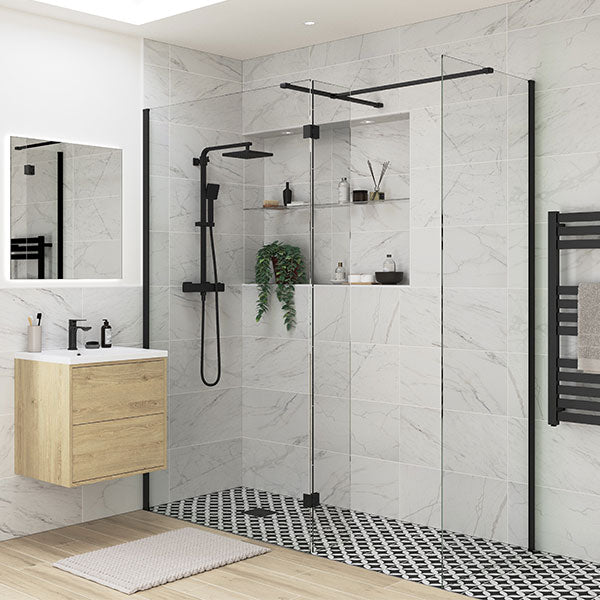 Tabo Splash Fresco Wetroom Panel (with side & splash panel) Black