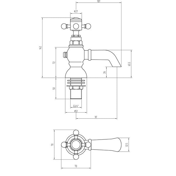 Tabo Stratford Chrome Bath Pillar Taps