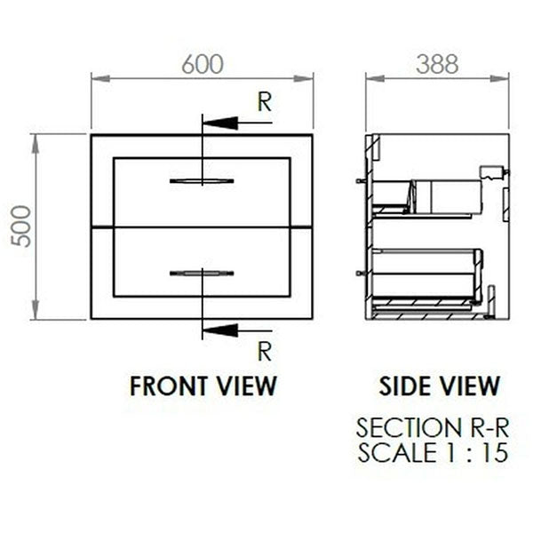 Tabo Treviso Matt Peony Wall Hung 2 Drawer Basin Unit & Basin 615mm