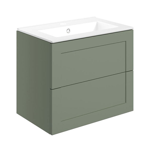 Tabo Treviso Matt Reed Green Wall Hung 2 Drawer Basin Unit & Basin 615mm