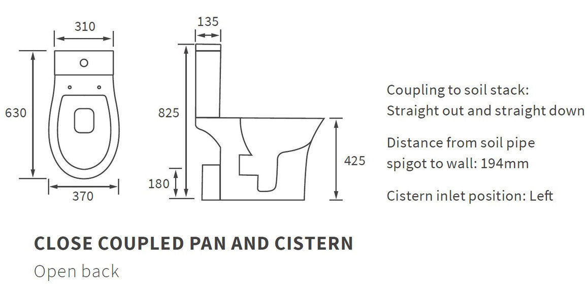 Savino Rimless C/C Open Back WC & Soft Close Seat