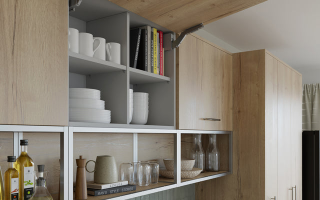 TEXTURA Halifax Oak - Stay Lift Wall Cabinet & Frameworks