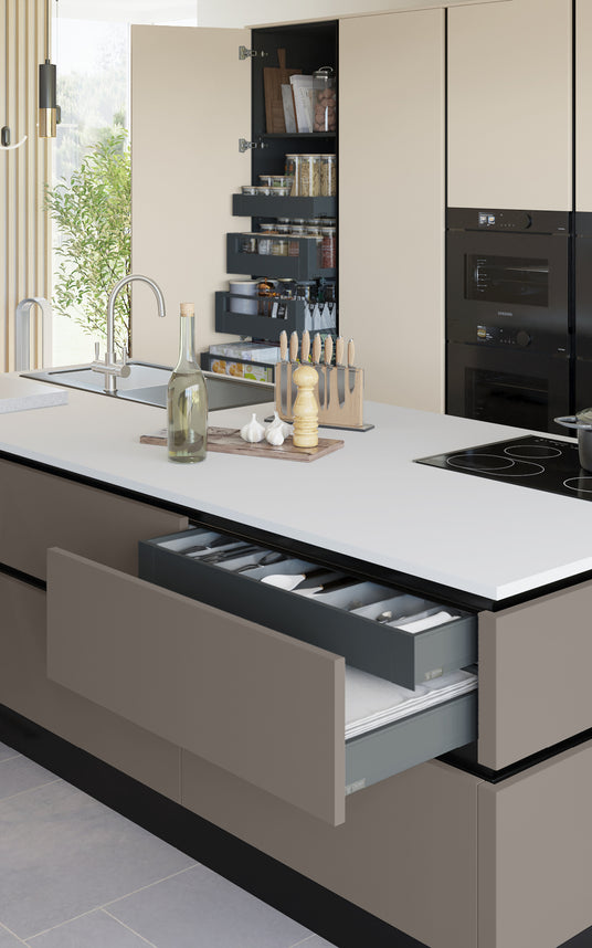 UNO HL Beige Sand & Mocha - Orion Grey SpaceTower & Internal Drawer