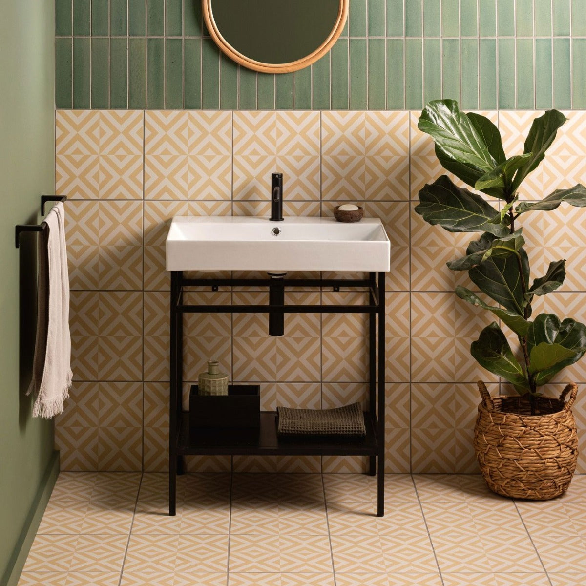 Winchester Elements Pasture Brick Tiles 24 x 6cm (with Penshaw Yellow On Chalk)